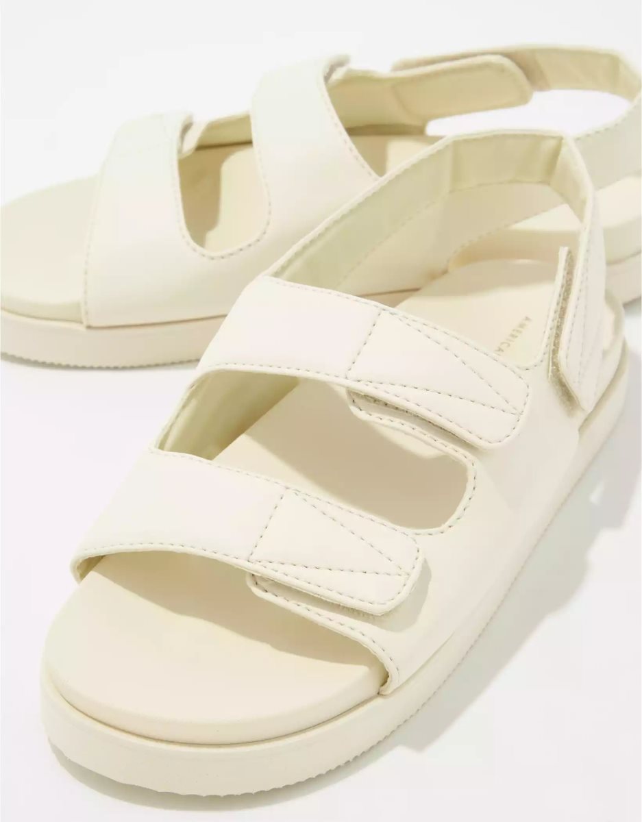 Sandales American Eagle AE Velcro Slingback Cushy Beige Kaki Femme | PBM-87798003